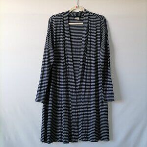 Soma Womens Navy Blue & White Open Front Striped Cardigan Sweater Size Medium